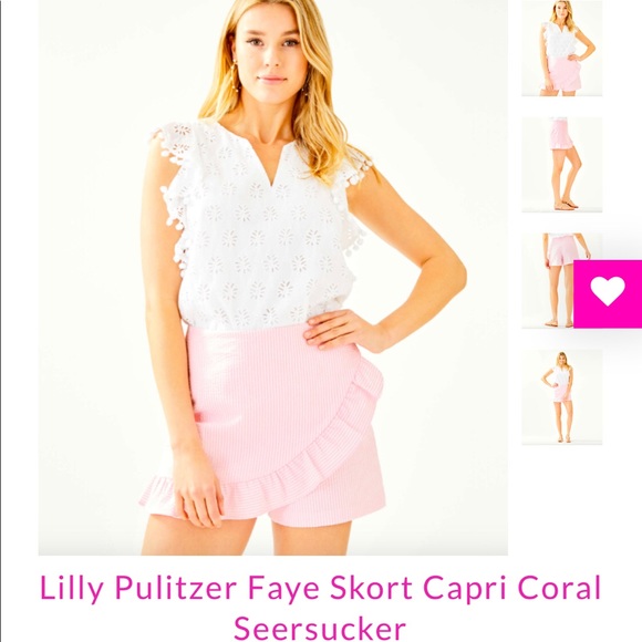 Lilly Pulitzer Dresses & Skirts - NWT Lilly Pulitzer Faye Skort in Coral Seersucker